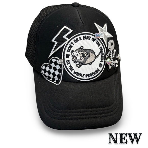NEW TRUCKER HAT - EMBELLISHED WITH PATCHES, BLING EMBELLISHMENTS  - 🧢✨ - Picture 1 of 16